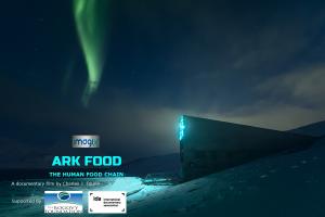 The Svalbard seedbank glows in the frozen tundra before the aurora borealis 