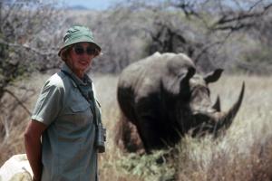 Anna Merz with rhino Samia