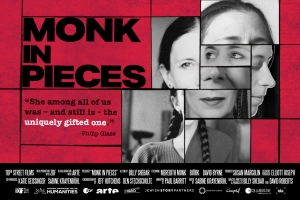 Various images of Meredith Monk collated in a rectangular forms