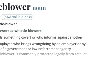 A screenshot of the dictionary definition of the word "whistleblower"