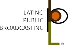 Latino Public Broadcasting Logo featuring black text with olive green, burnt orange, dark purple, and black design