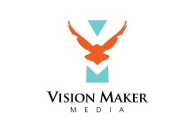 Vision Maker Media logo featuring orange and turquoise image with black text