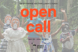 The image used in the flyer is a film still from Enterprise Documentary Fund 2022 grantee Our Hoolocks.