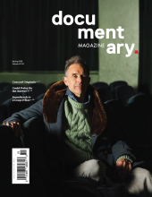 Documentary Magazine Spring 2025 issue cover with a portrait of director Johan Grimonprez