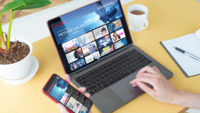 a phone and laptop